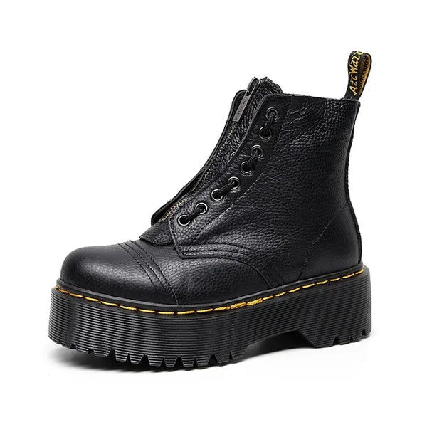 Damen Lederstiefel mit dicken Sohlen