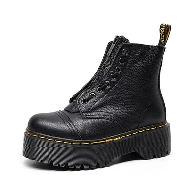Damen Lederstiefel mit dicken Sohlen