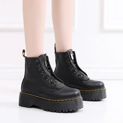 Damen Lederstiefel mit dicken Sohlen