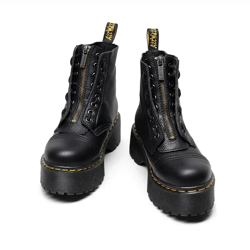 Damen Lederstiefel mit dicken Sohlen
