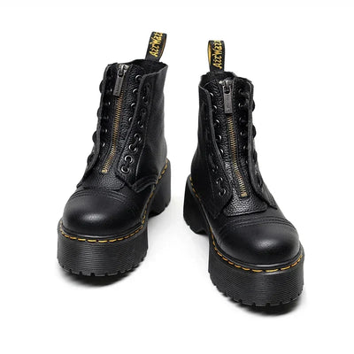 Damen Lederstiefel mit dicken Sohlen
