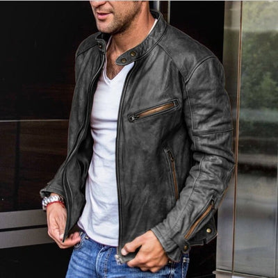 Wetterfeste, vielseitige PU Lederjacke für Männer