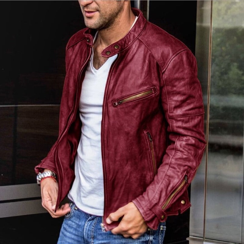 Wetterfeste, vielseitige PU Lederjacke für Männer