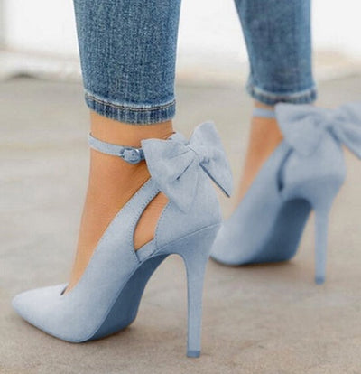 Modische High Heels für Frauen mit Schleifenriemen und spitzer Spitze
