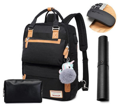 Stilvoller wasserdichter Rucksack für Frauen mit 15,6-Zoll-Laptop-Fach