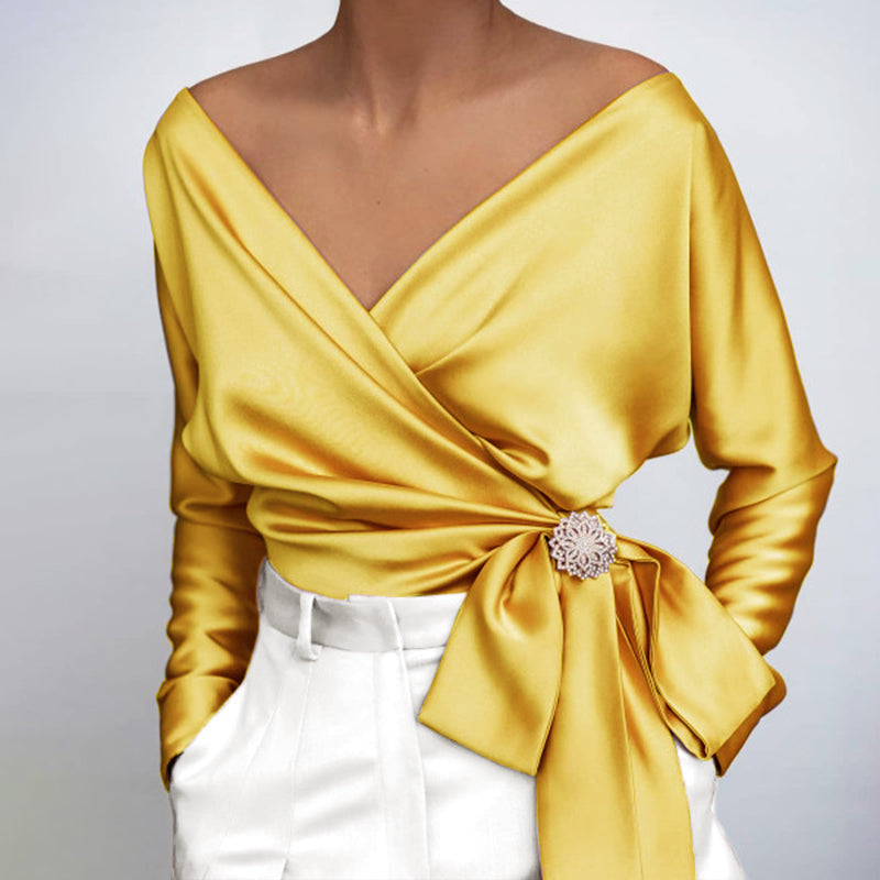 Davina - glatter, glänzender Stoffnbluse