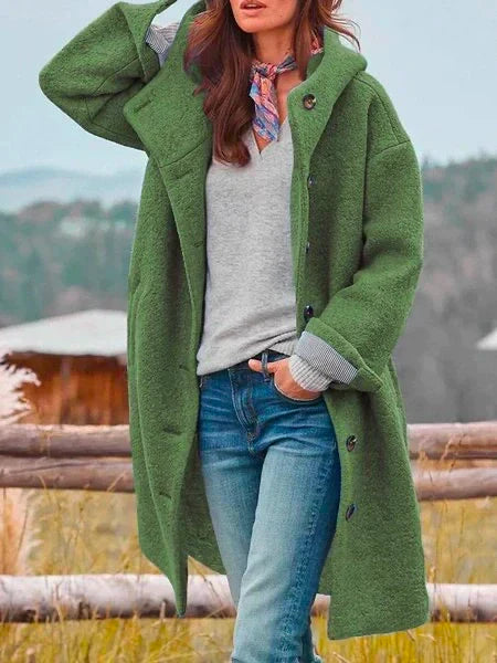 Schmeichelhafte Strickjacke für Frauen mit Knöpfen Midi-Jacke