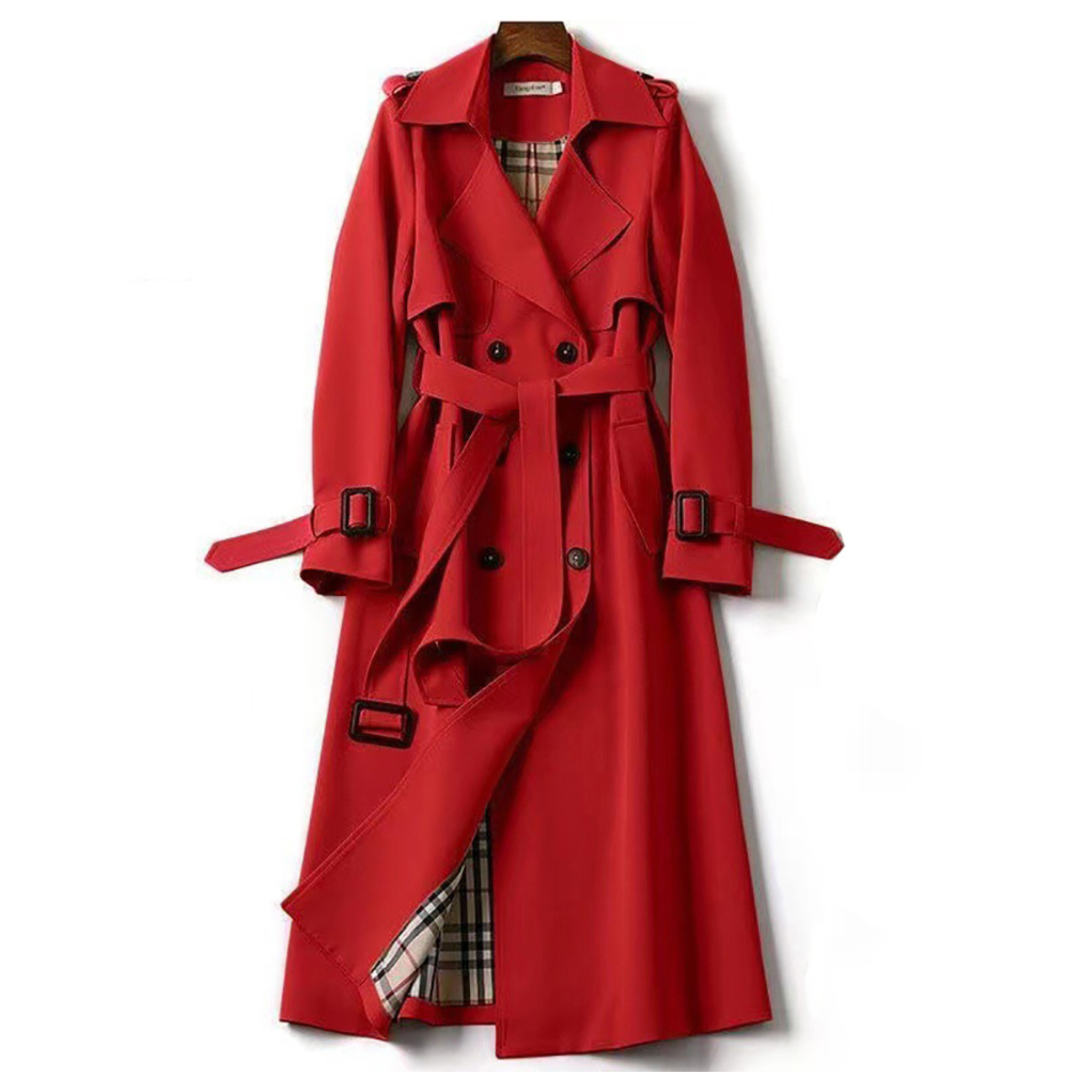 Eleganter langer Trenchcoat mit Gürtel - Must-have für Herbst und Frühling