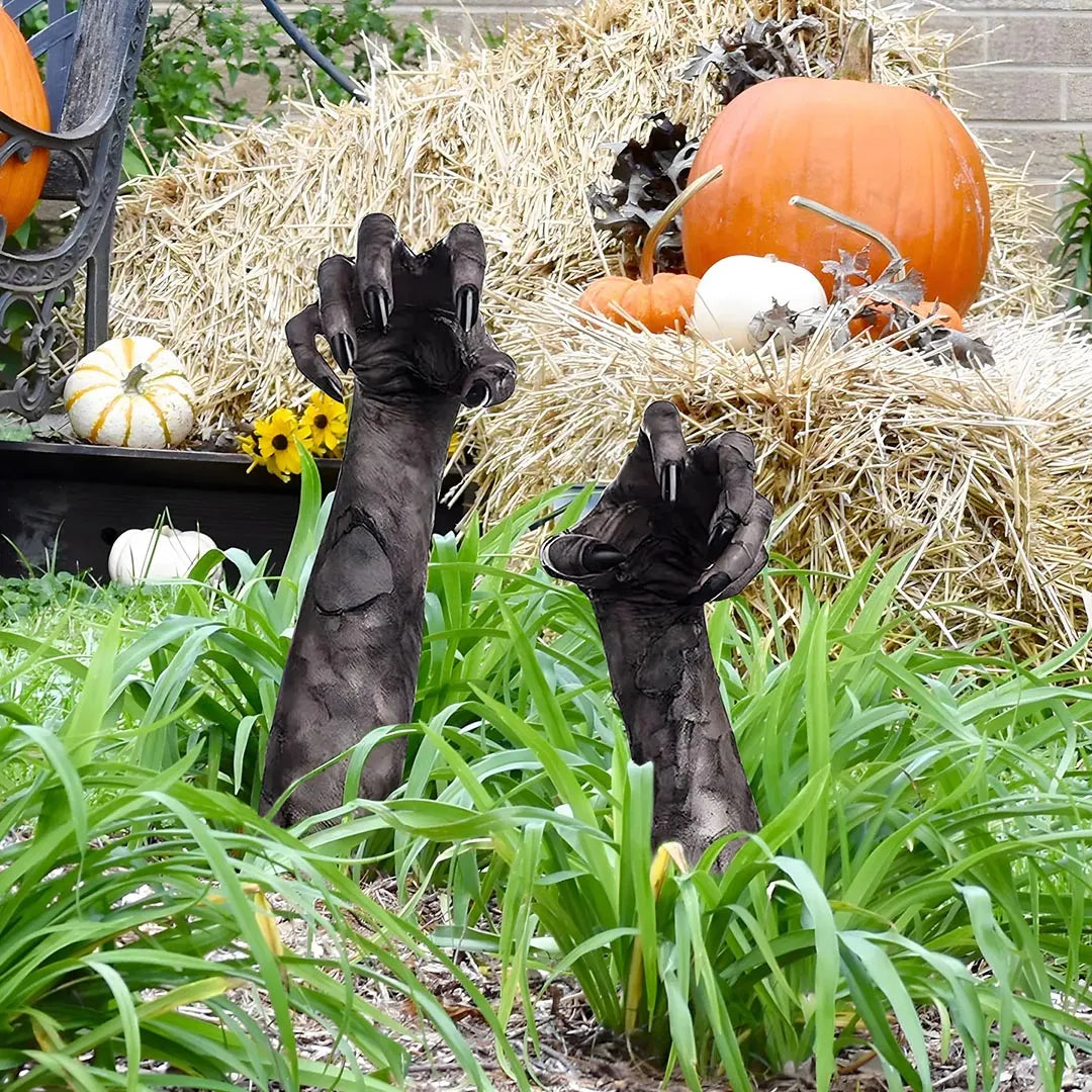 Simulación 3D de mano fantasma de Halloween de 2 piezas: decoración espeluznante para jardín y exterior.