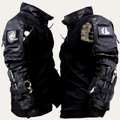 Taktisk outfit för män med multi-kamouflagedesign