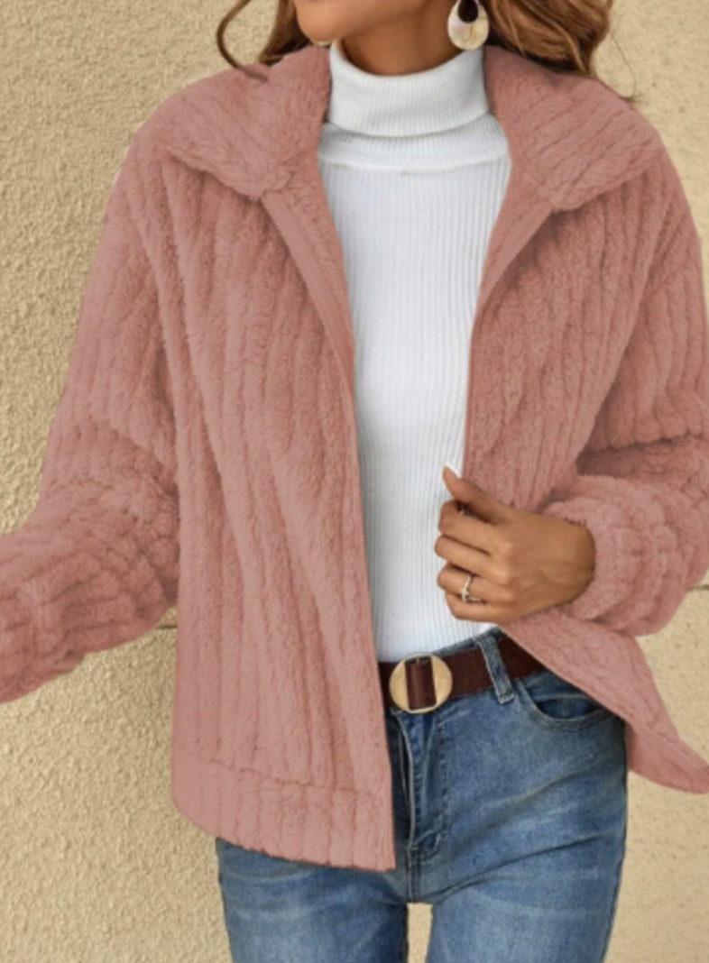 Warme Plüsch-Strickjacke für Frauen