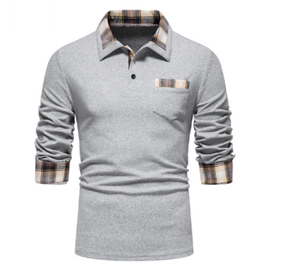 Tommy Polo | Langärmeliges Poloshirt mit Patchworkkragen für Herren