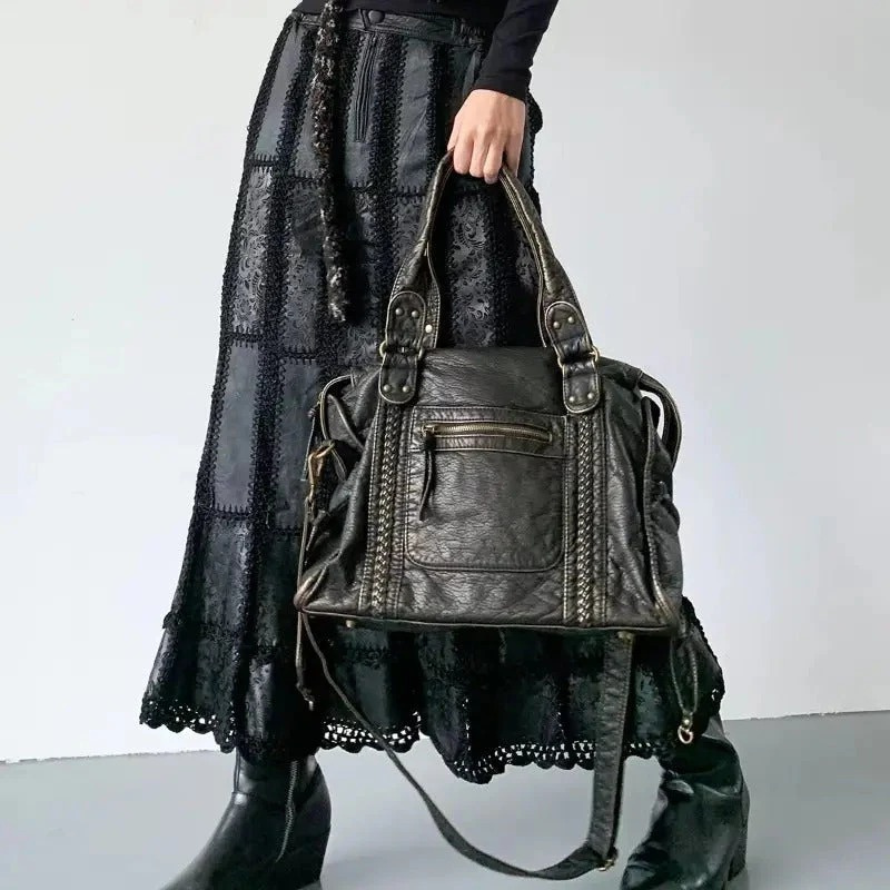 Rachela | Große schwarze Handtasche | Hochwertiges weiches Leder