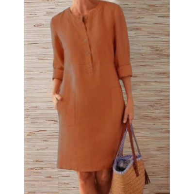 Knielanges natürliche Texturkleid | Schlichte Eleganz | Bequemer Stil