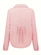 natürliche Texturbluse Damen langarm lässig Frühling Herbst locker