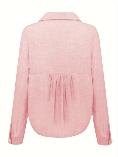 natürliche Texturbluse Damen langarm lässig Frühling Herbst locker