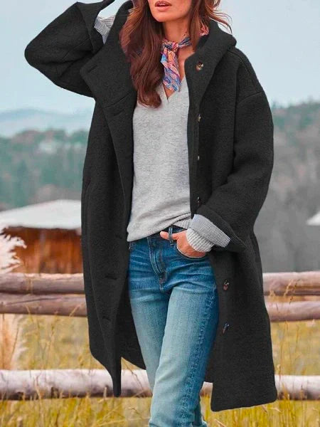 Schmeichelhafte Strickjacke für Frauen mit Knöpfen Midi-Jacke