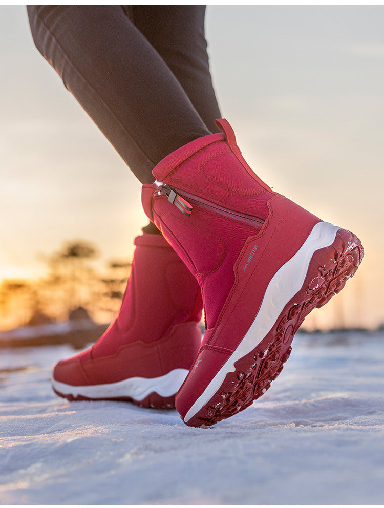 Damen-Winterstiefel mit seitlichem Reißverschluss – wasserdichte, rutschfeste, strapazierfähige Schneestiefel mit warmem Futter