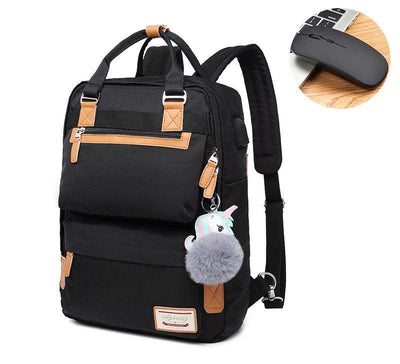 Stilvoller wasserdichter Rucksack für Frauen mit 15,6-Zoll-Laptop-Fach