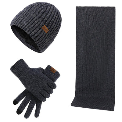 Lässiges Winterset mit Mütze, Schal und Handschuhen für Männer