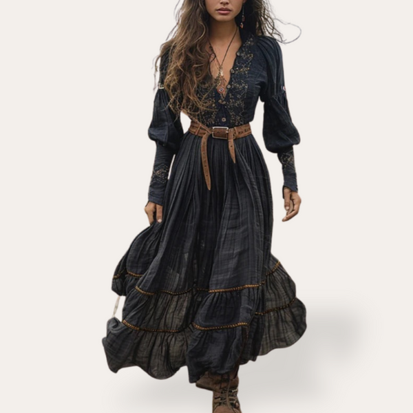 Damen Boho Kleid mit Stickerei