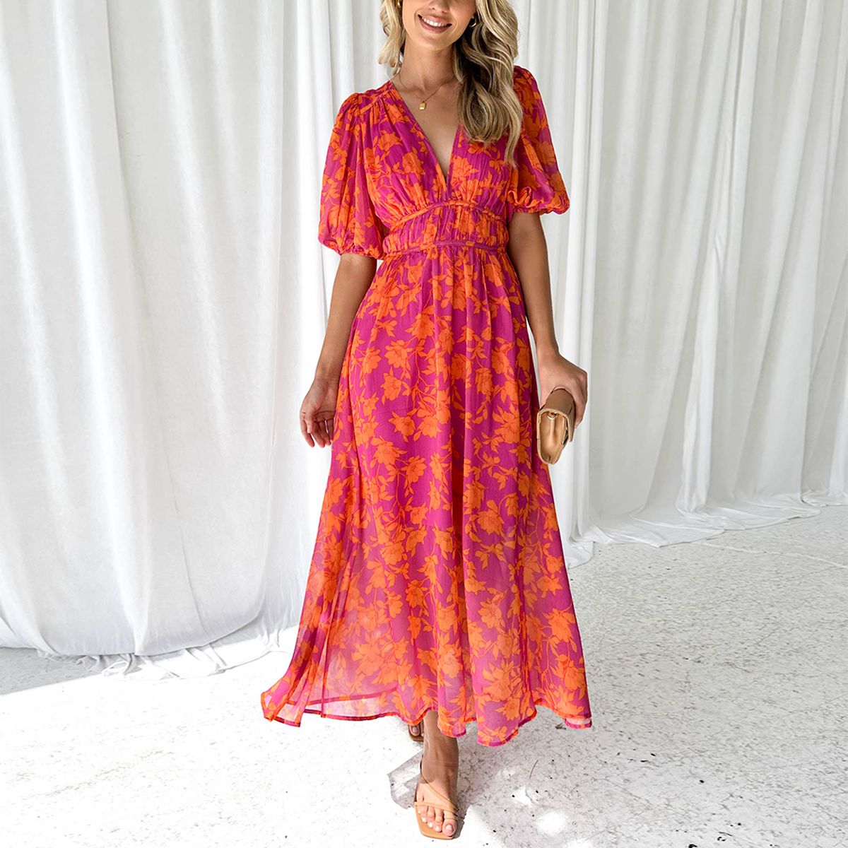 Catherine - Langes Kleid mit Herzausschnitt für Frauen