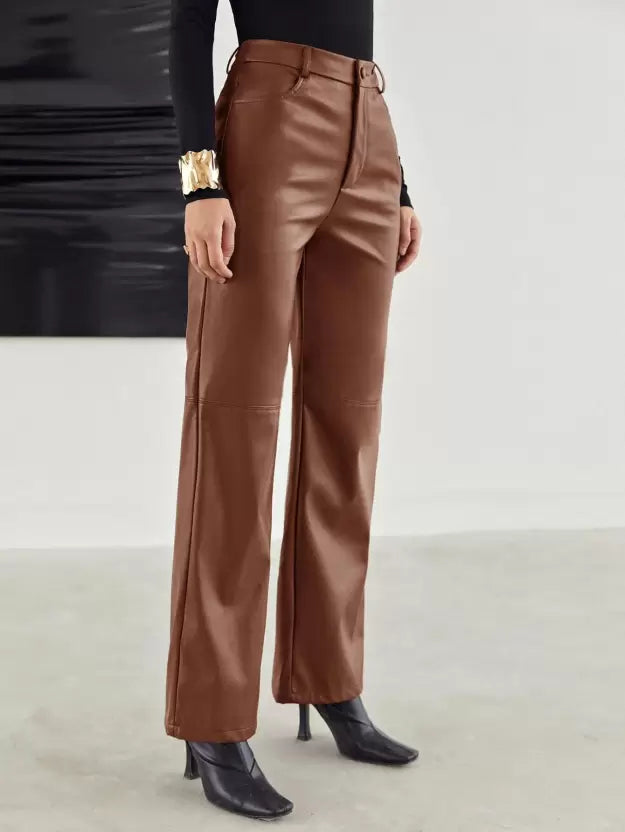 Modische PU Lederhose mit bequemer Passform für den Frühling - Damen