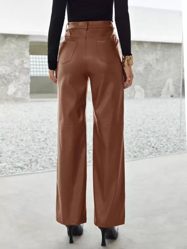 Modische PU Lederhose mit bequemer Passform für den Frühling - Damen