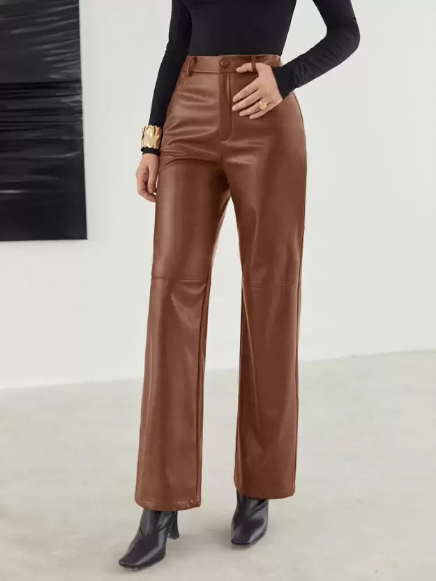 Modische PU Lederhose mit bequemer Passform für den Frühling - Damen
