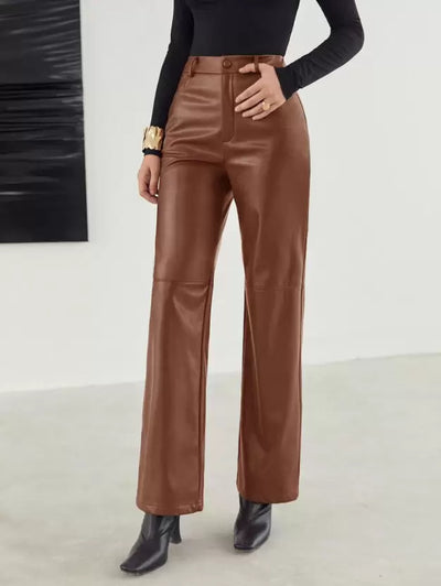 Modische PU Lederhose mit bequemer Passform für den Frühling - Damen