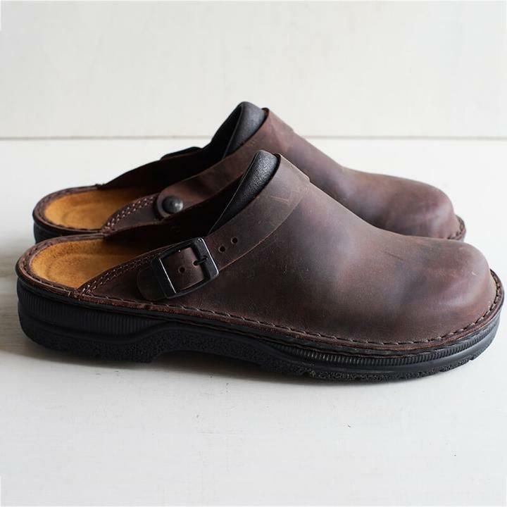 Clogs Herren Lederschuhe Komfort Pantoletten mit verstellbarem Riemen