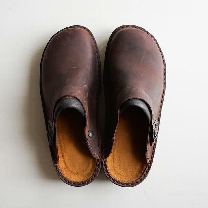 Clogs Herren Lederschuhe Komfort Pantoletten mit verstellbarem Riemen