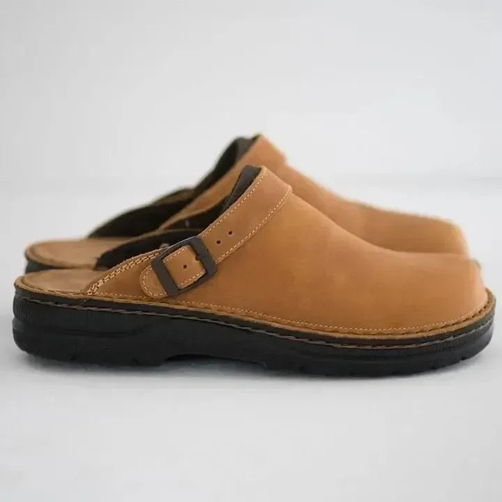 Clogs Herren Lederschuhe Komfort Pantoletten mit verstellbarem Riemen