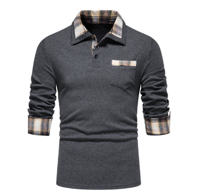 Tommy Polo | Langärmeliges Poloshirt mit Patchworkkragen für Herren