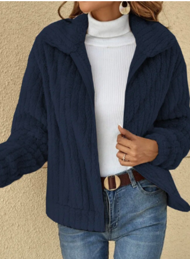 Warme Plüsch-Strickjacke für Frauen