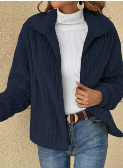 Warme Plüsch-Strickjacke für Frauen