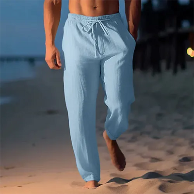 natürliche Texturhose für Herren – Straight Fit – Mid-Rise Sommer-Essential