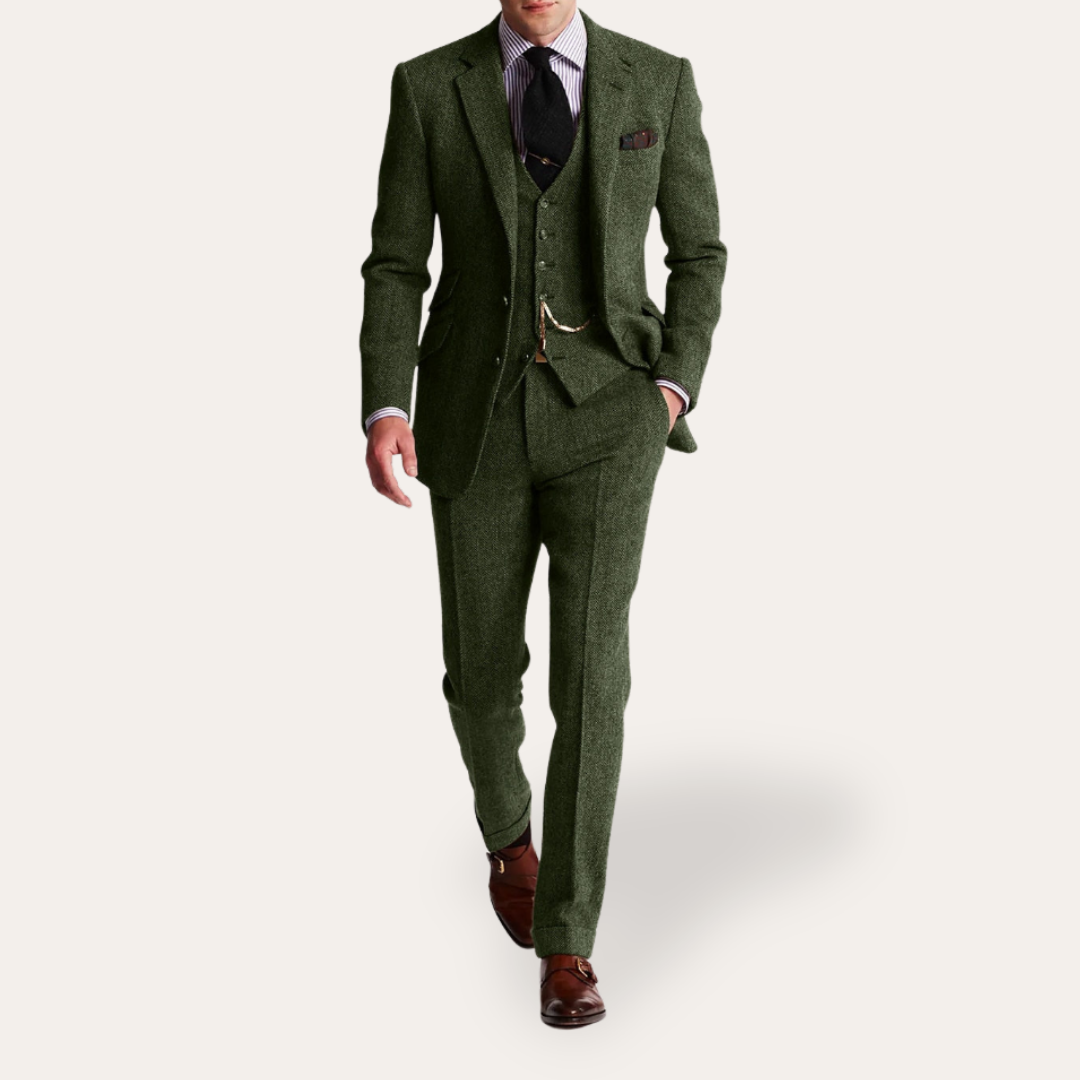 Herren Tweed Anzug 3-teilig Slim Fit Business Festlich