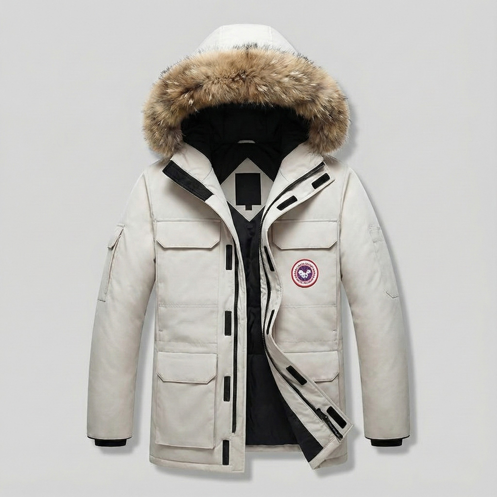 Warmer und dicker Herren Parka Bequeme Winterjacke | Mit Fellkapuze