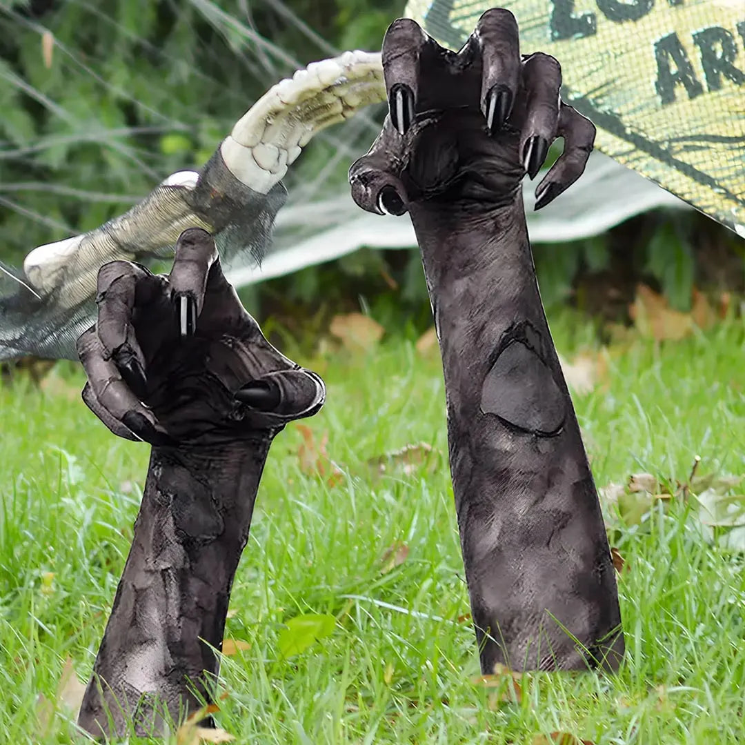 Simulación 3D de mano fantasma de Halloween de 2 piezas: decoración espeluznante para jardín y exterior.