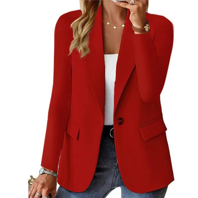 Langärmeliger Damenblazer mit Schnalle und schmaler Tasche