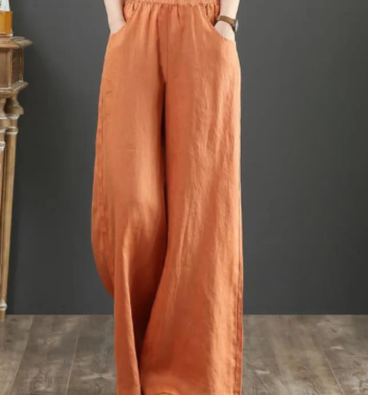 Elegante, lockere Baumwoll-natürliche Textur-Hose für Damen