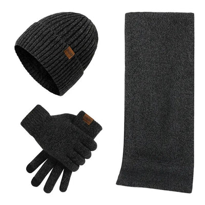 Lässiges Winterset mit Mütze, Schal und Handschuhen für Männer