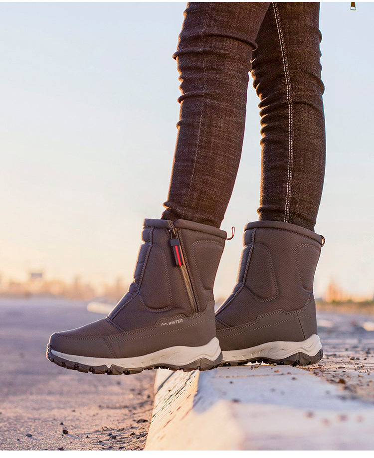Damen-Winterstiefel mit seitlichem Reißverschluss – wasserdichte, rutschfeste, strapazierfähige Schneestiefel mit warmem Futter