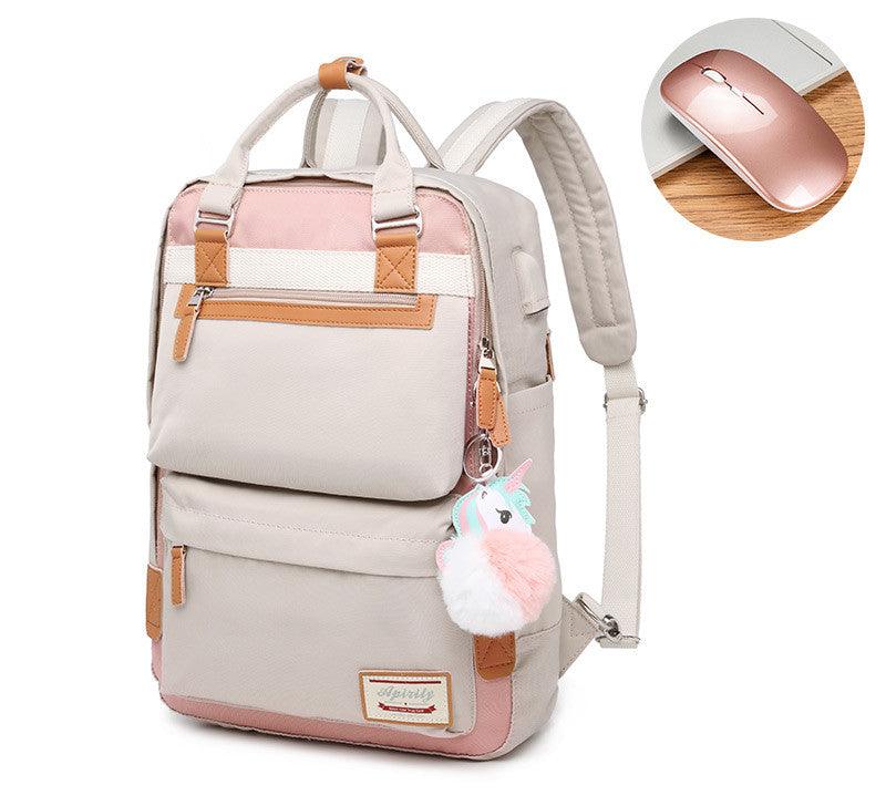 Stilvoller wasserdichter Rucksack für Frauen mit 15,6-Zoll-Laptop-Fach