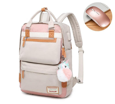Stilvoller wasserdichter Rucksack für Frauen mit 15,6-Zoll-Laptop-Fach