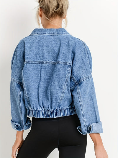 Blau Jeansjacke mit Reverskragen
