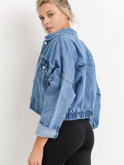 Blau Jeansjacke mit Reverskragen