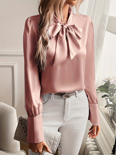 Bluse mit Knotenkragen | Polyester | Femininer Stil