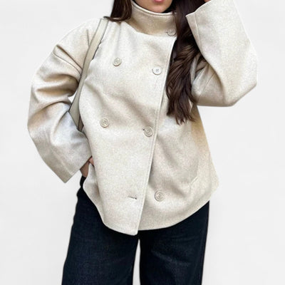 Chic kort kappa med hög krage för kvinnor